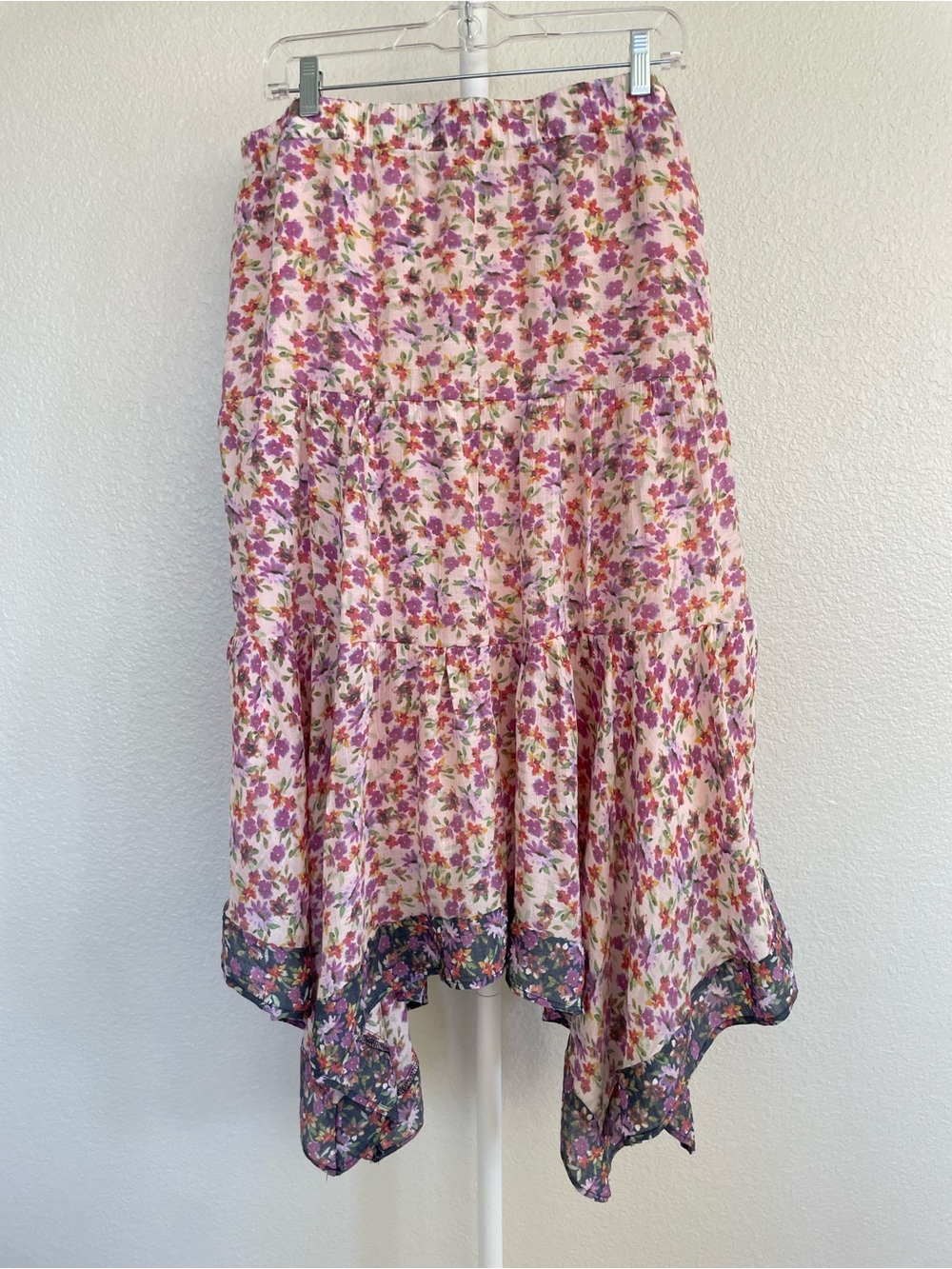 Nanette Lepore Floral Asymmetrical Hem Midi Boho Chic Cottagecore Skirt XL - Picture 3 of 4